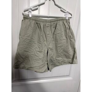 Club Chino Shorts Mens Medium Khaki Tan Elastic Waist Cotton Vintage 90s